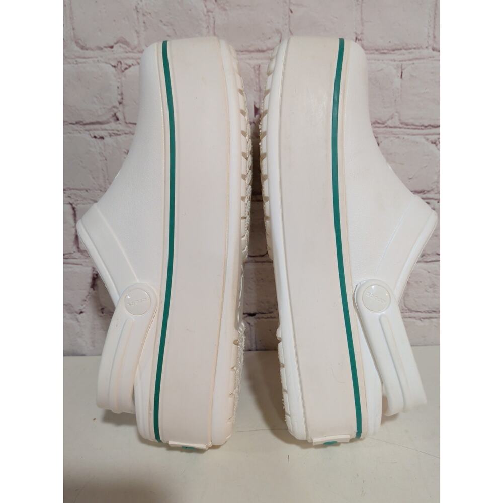 Crocs Crocband Platform Clogs White Teal Stripe Women's Size 6 / Junior 4 - Picture 3 of 10